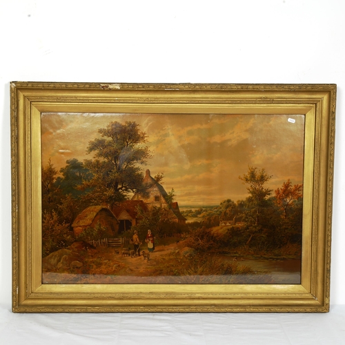 1544 - A large Victorian gilt-framed coloured print, overall 78cm x 108cm