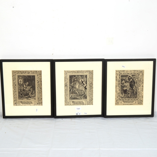 1546 - A set of 3 'The Faerie Queene' etchings, framed, overall 40cm x 34cm (3)