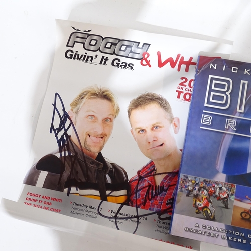 783 - Superbikes ephemera including Nick Sanders Biker Britain (signed), signed poster cards and 2 related... 