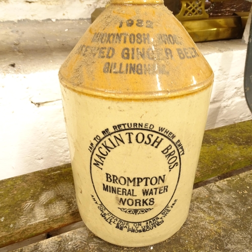 2720 - 11 various salt glazed flagons and bottles, slop bucket etc