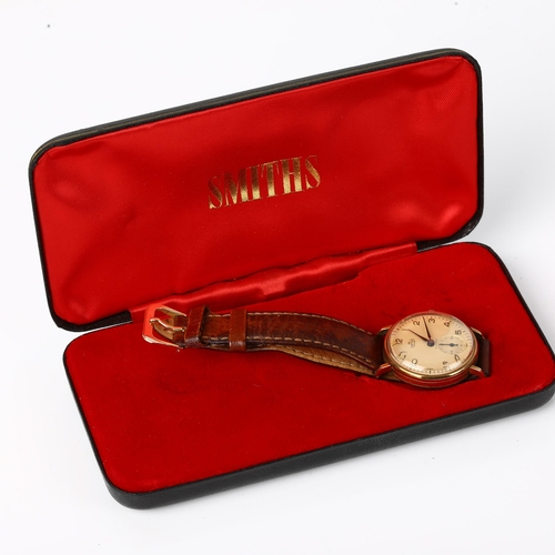 37 - SMITHS - a Vintage 9ct gold De Luxe mechanical wristwatch, ref. 12383, circa 1956, cream dial with A... 