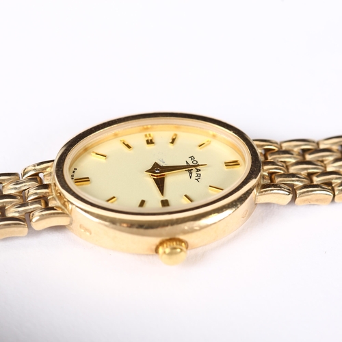 61 - ROTARY - a lady's 9ct gold quartz bracelet watch, oval champagne dial with baton hour markers and 9c... 