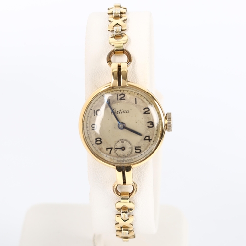 62 - CERTINA - a lady's Vintage 9ct gold mechanical bracelet watch, silvered dial with Arabic numerals, s... 