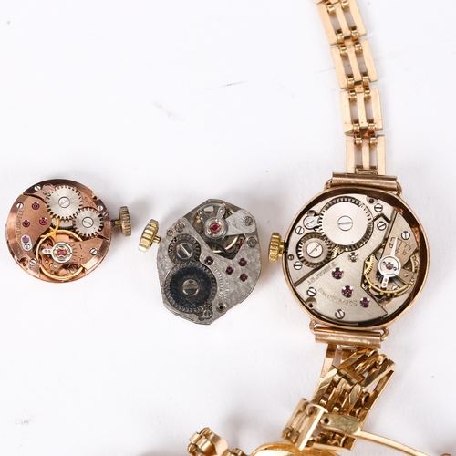 68 - 3 x lady's 9ct gold watches, comprising Avia, Everite and Valex, and an unmarked yellow metal watch ... 