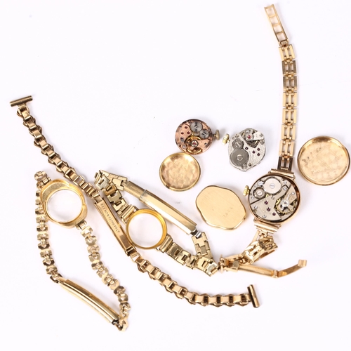 68 - 3 x lady's 9ct gold watches, comprising Avia, Everite and Valex, and an unmarked yellow metal watch ... 