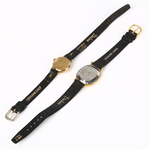 69 - 2 lady's wristwatches, comprising 9ct gold Camy and gold plated Omega De Ville quartz, only Camy wor... 