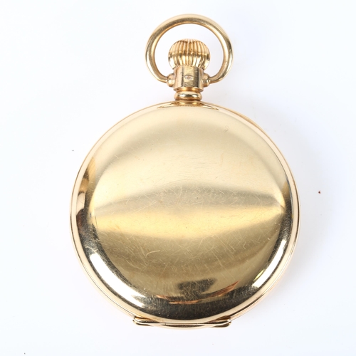 71 - VERTEX - a 9ct gold half hunter keyless wind pocket watch, white enamel dial with Roman numerls, blu... 