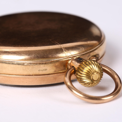 72 - An early 20th century 9ct gold open-face keyless-wind pocket watch, by Kendal & Dent of London, whit... 