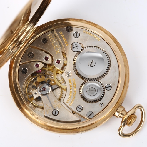 74 - ROLEX - an Art Deco 9ct gold open-face keyless-wind slimline pocket watch, silvered dial with Roman ... 