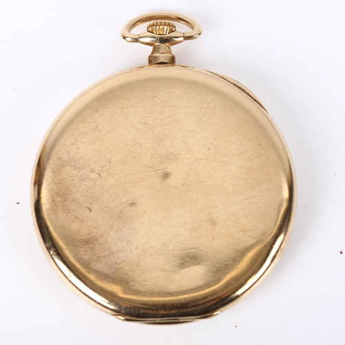 74 - ROLEX - an Art Deco 9ct gold open-face keyless-wind slimline pocket watch, silvered dial with Roman ... 