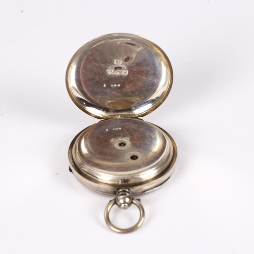 79A - A 19th century silver cased open-face key-wind pocket watch, by J W Benson, white enamel dial with R... 