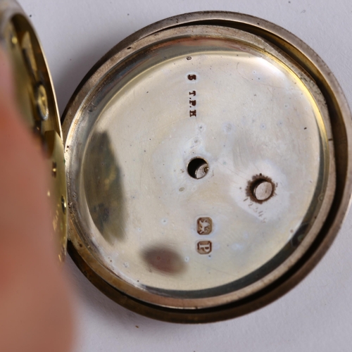 79A - A 19th century silver cased open-face key-wind pocket watch, by J W Benson, white enamel dial with R... 