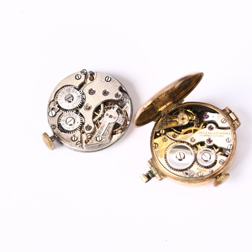 79B - 2 wristwatch heads, comprising lady's 9ct gold example and a Rolex watch movement, (2)