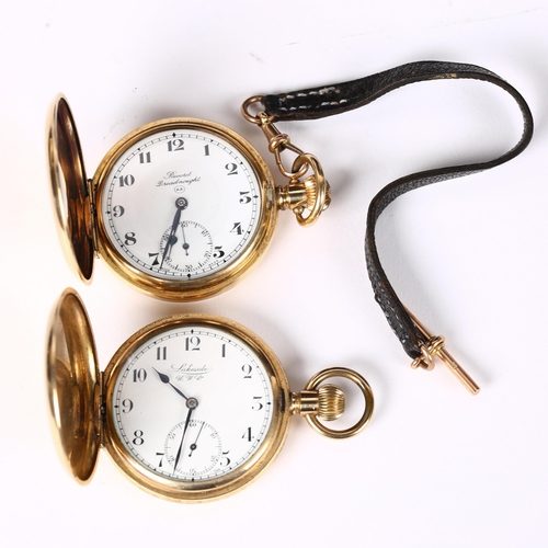 79D - 2 gold plated pocket watches, comprising Record Dreadnought and Lakeside, not currently working (2)