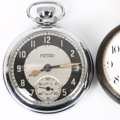 79E - 2 pocket watches, comprising gunmetal example and Ingersoll Triumph, both working order (2)