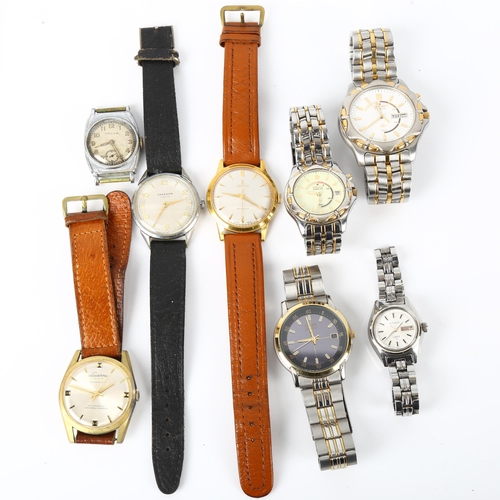 79F - Various wristwatches, including Citizen Eco-Drive, Lanco, Solar, Seiko Kinetic, etc, (8)