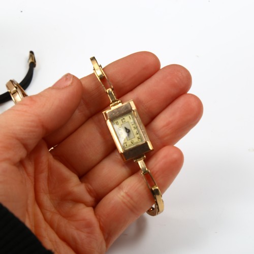 79G - 4 x lady's gold wristwatches, including 18ct example with unmarked strap, 27.7g gross, 9ct example w... 