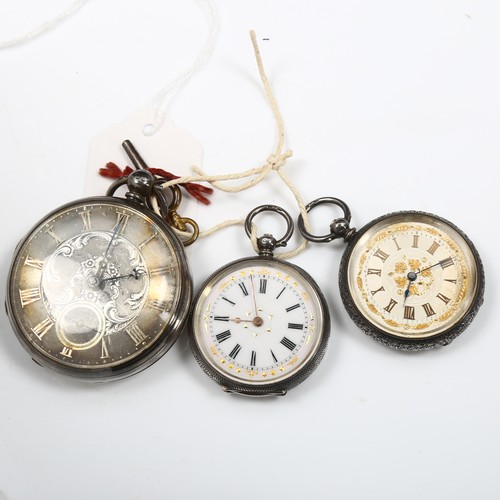 79H - 3 x silver cased pocket watches, including 1855 example, all not currently working (3)