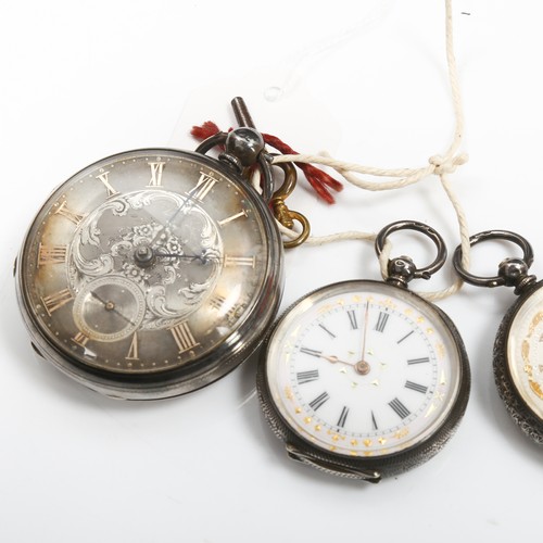 79H - 3 x silver cased pocket watches, including 1855 example, all not currently working (3)