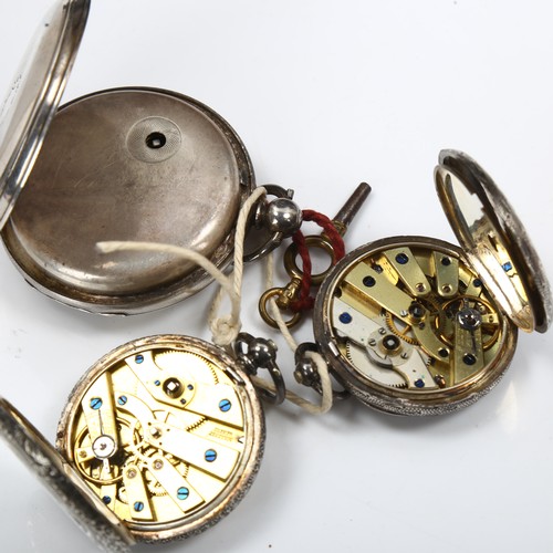 79H - 3 x silver cased pocket watches, including 1855 example, all not currently working (3)