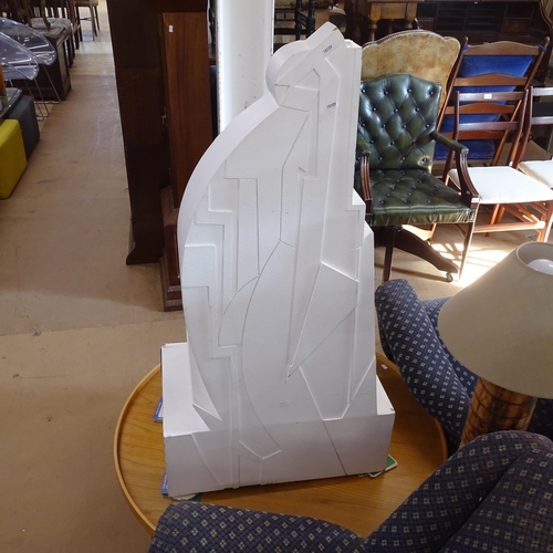 2150 - ATKINSON - a large Vortacist hollow abstract sculpture finished in white, H106cm