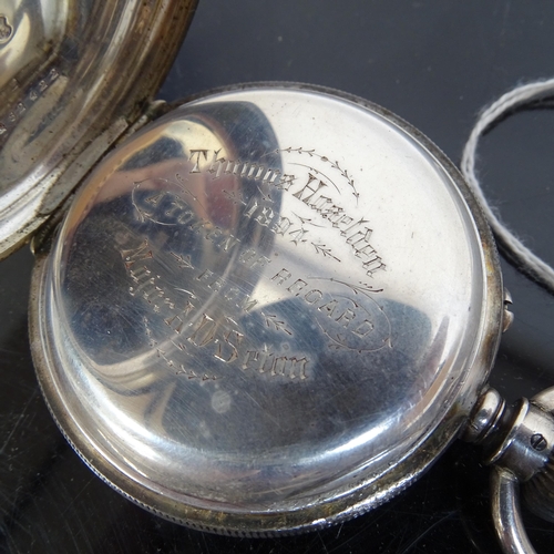 1096 - A 19th century Continental engine turned silver-cased top-wind pocket watch, with Roman numerals, mo... 