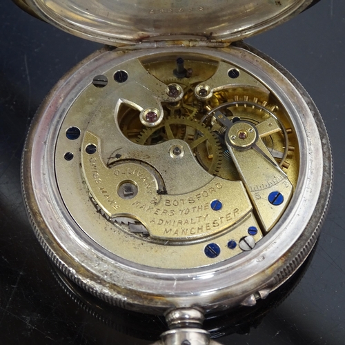 1096 - A 19th century Continental engine turned silver-cased top-wind pocket watch, with Roman numerals, mo... 