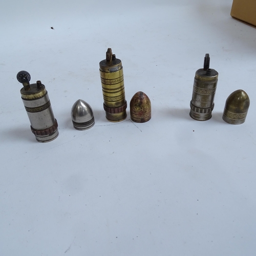 211 - Trench art, bullet shell cases, SOS 35 combination padlock and bullet case cigarette lighters / ciga... 