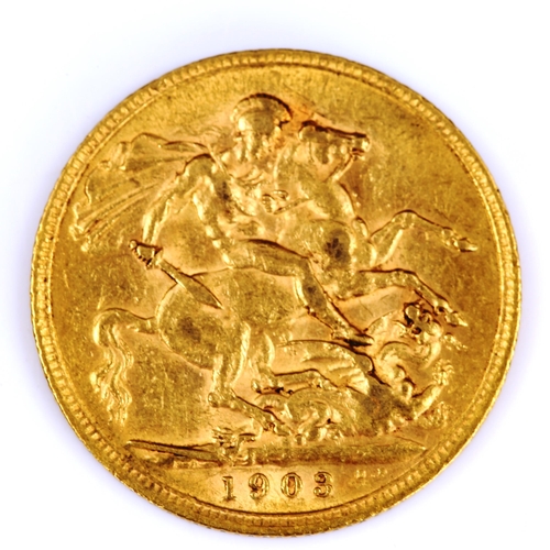 107 - An Edward VII 1903 gold full sovereign coin, 7.9g