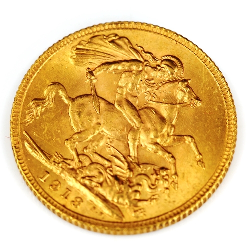 111 - A George V 1913 gold full sovereign coin, 7.9g