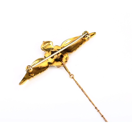 171 - A 9ct gold enamel RAF Wings sweetheart brooch, length 44.3mm, 4.4g