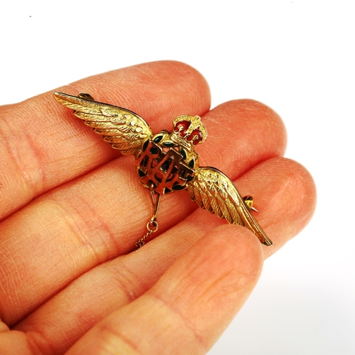 171 - A 9ct gold enamel RAF Wings sweetheart brooch, length 44.3mm, 4.4g