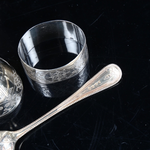 209 - A Mappin & Webb Victorian silver 3-piece christening set, comprising small chalice spoon and napkin ... 