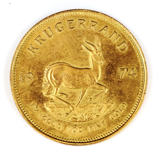 80 - A 1974 South Africa 1oz fine gold Krugerrand coin, 34g