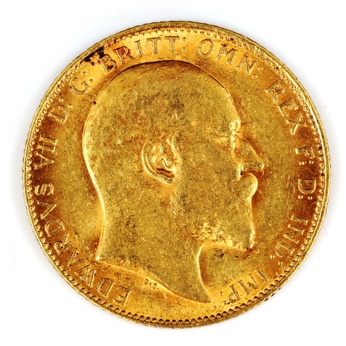 83 - An Edward VII 1908 gold full sovereign coin, 7.9g