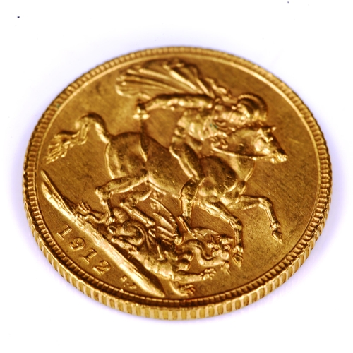 86 - A George V 1912 gold full sovereign coin, 7.9g