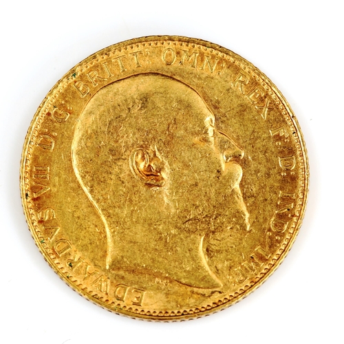 93 - An Edward VII 1908 gold full sovereign coin, 7.9g