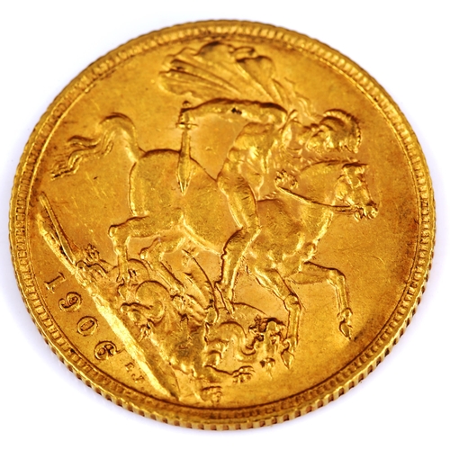 95 - An Edward VII 1906 gold full sovereign coin, 7.9g