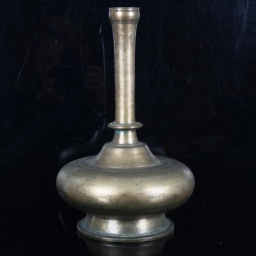 1010 - 19th century Islamic bronze narrow-neck vessel of plain form, height 29cm