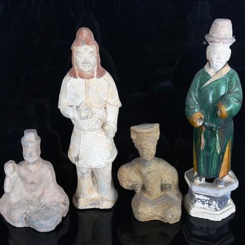 1026 - 4 Chinese Han Dynasty terracotta figures, largest height 36cm (4)