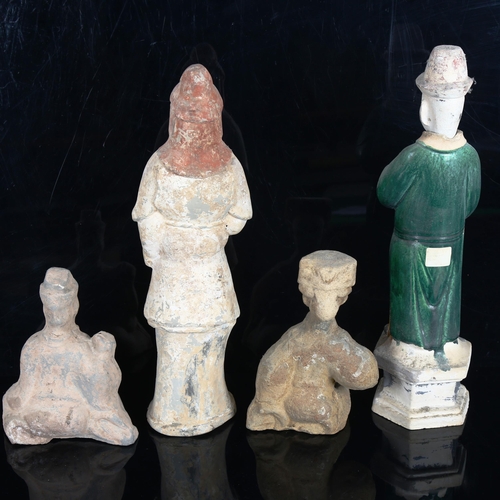 1026 - 4 Chinese Han Dynasty terracotta figures, largest height 36cm (4)