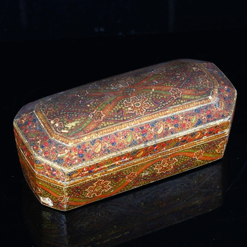 1041 - An Indian Kashmir painted and gilded wood dome-top box, length 19cm