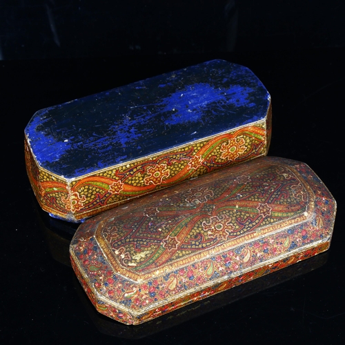 1041 - An Indian Kashmir painted and gilded wood dome-top box, length 19cm