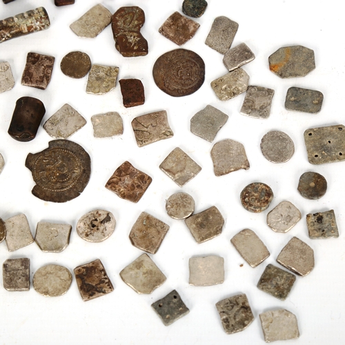 1066 - A group of early silver coins, a bronze cylinder seal etc