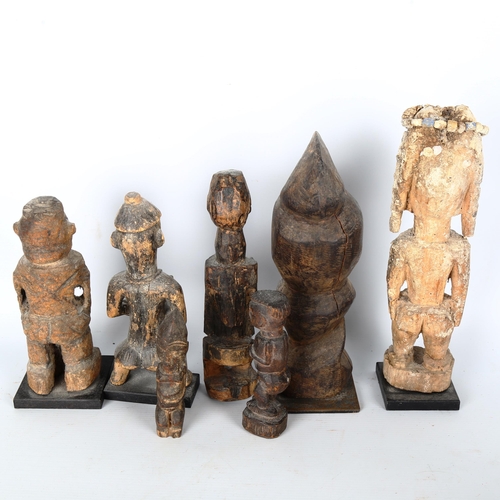 1082 - A group of African Tribal wood carvings, largest height 30cm (7)