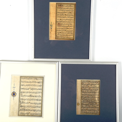 1111 - 3 handwritten and illuminated pages from the Koran, Persia 1551, India 1751, and Ottoman early 19th ... 