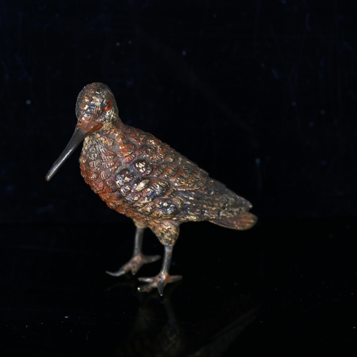 1146 - 19th century Vienna cold painted bronze figure of a snipe, height 4.5cm