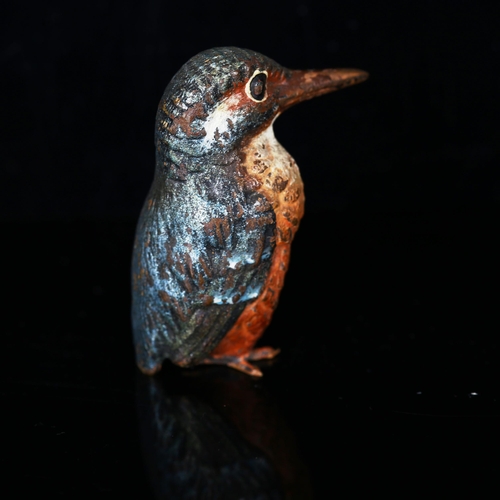 1147 - 19th century Vienna cold painted bronze Kingfisher, height 38mm