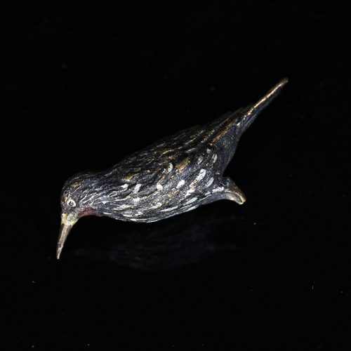 1148 - 19th century Vienna cold painted bronze bird, length 6cm (A/F)