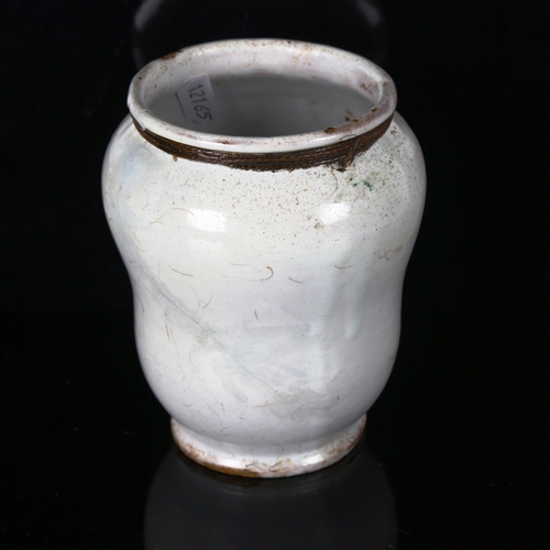 1170 - A tin-glazed pottery drugs jar, height 12.5cm